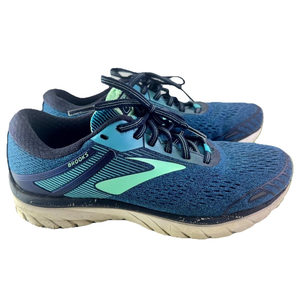 Brooks Adrenaline GTS 18 Running Shoes Womens Size 8.5 Navy Teal BioMoGo DNA